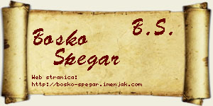 Boško Špegar vizit kartica